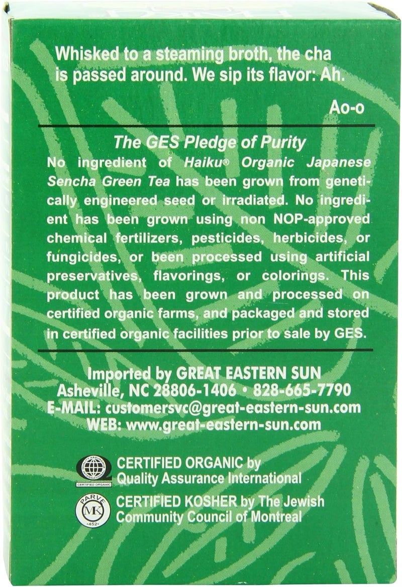 Haiku Organic Japanese Sencha Green Tea, 16 Teabags (Pack of 6) - Image 3